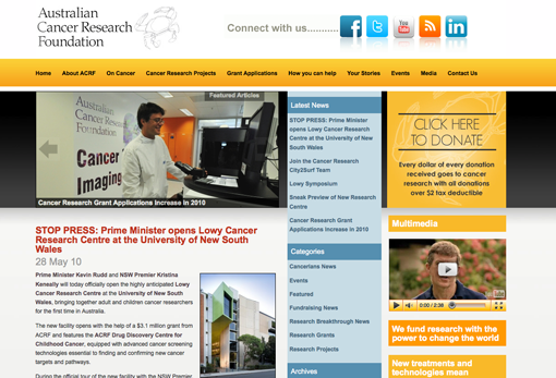 Australian Cancer Research Foundation new website