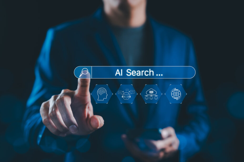business owner reviewing AI-powered Google search results