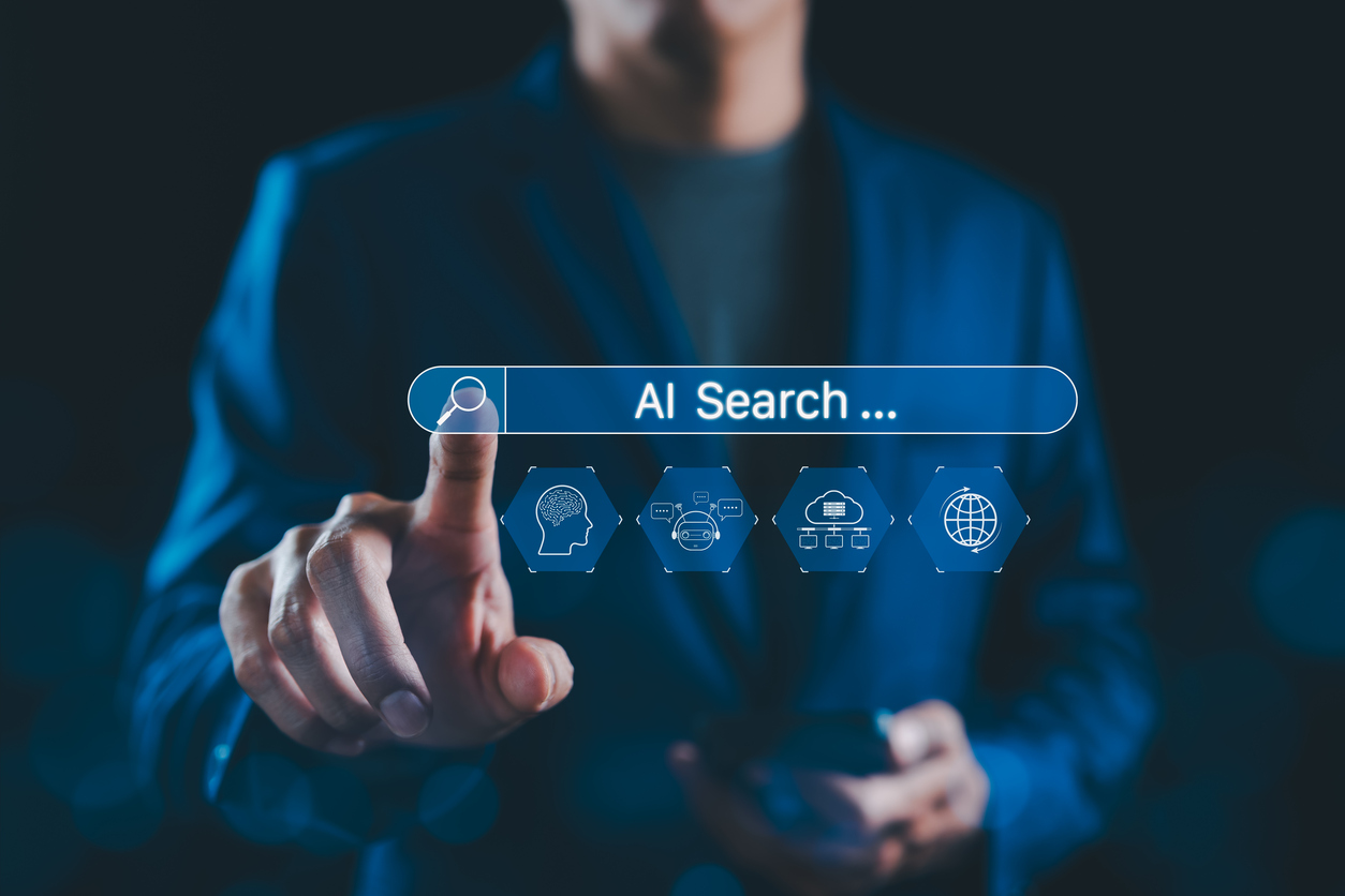 business owner reviewing AI-powered Google search results